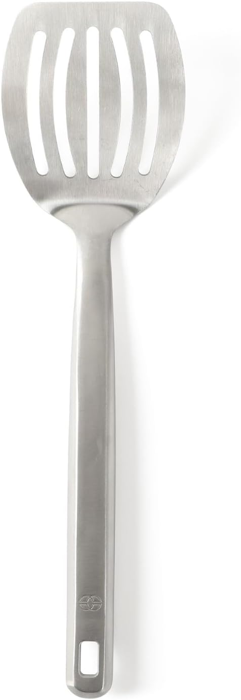 Calphalon Slotted Turner, Kitchen Flipping Spatula, Slotted Spatula, Stainless Steel Turner with Silicone Heat Resistance Handle, Nonstick-Safe Spatula for Draining and Flipping (Navy)