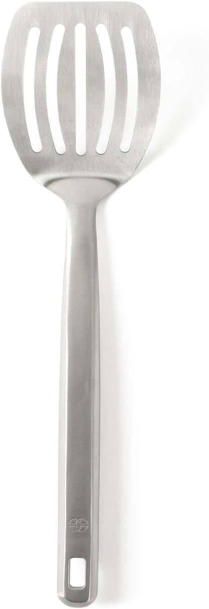 Calphalon Slotted Turner, Kitchen Flipping Spatula, Slotted Spatula, Stainless Steel Turner with Silicone Heat Resistance Handle, Nonstick-Safe Spatula for Draining and Flipping (Navy)