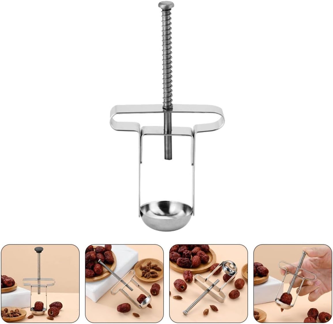 Manual Cherry Pitter Red Date Core Remover Stainless Steel Kitchen Fruit Pit Remover Tool for Home Cooking and Baking