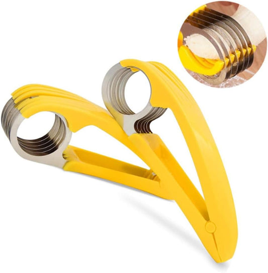 Generic 2 PCs Banana Slicer Fruit and Vegetable Salad Peeler Fruit Cutter sausage ham Peeler slicers Kitchen Tools, Yellow