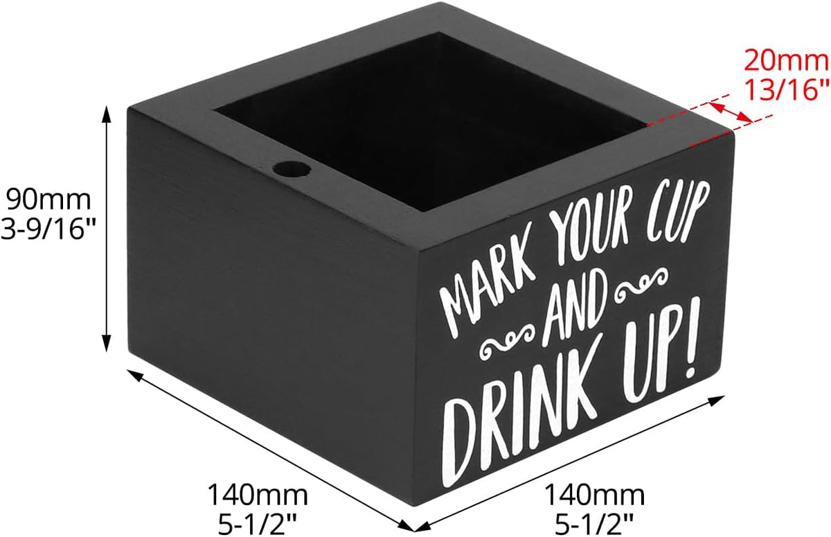 QWORK Disposable Cup Holder with Marker Slot - Solid Wood, Wooden Party Cup Holder, Drink Caddy Dispenser Organizer Drink Up Cup Holder for Kitchen, Parties, Bathrooms, Housewarming Party Decor
