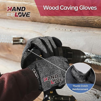 HandLove Cut Resistant Gloves – ANSI A9 Cut Proof Safety Work Gloves | Sandy Nitrile Anti-Slip, Touchscreen, Durable, PFAS Free | Wood Carving, Gardening, Glass Cutting, Car Repair – Yellow,1Pair,M