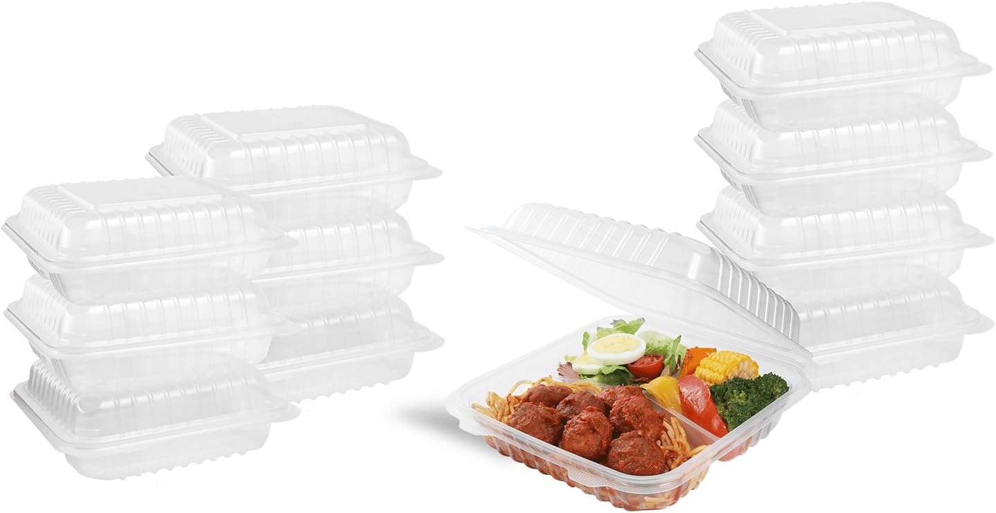 Karat FP-HC99PP-3CU 9"X 9" PP Hinged Containers 3 Compartment - (Case of 200)