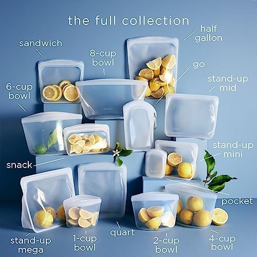 Stasher Premium Reusable Silicone Food Storage Bags, 2-Pack, Clear