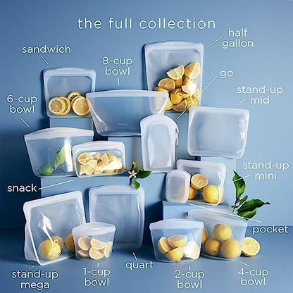 Stasher Premium Reusable Silicone Food Storage Bags, 2-Pack, Clear
