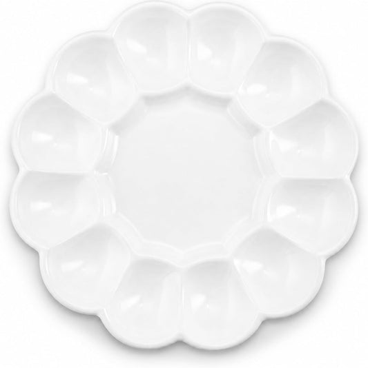 Kook Ceramic Deviled Egg Tray & Platter, Easter Egg Holder, 10-Inch Plate, Holds 12 Halves, Dishwasher, Microwave, Freezer & Oven Safe, White