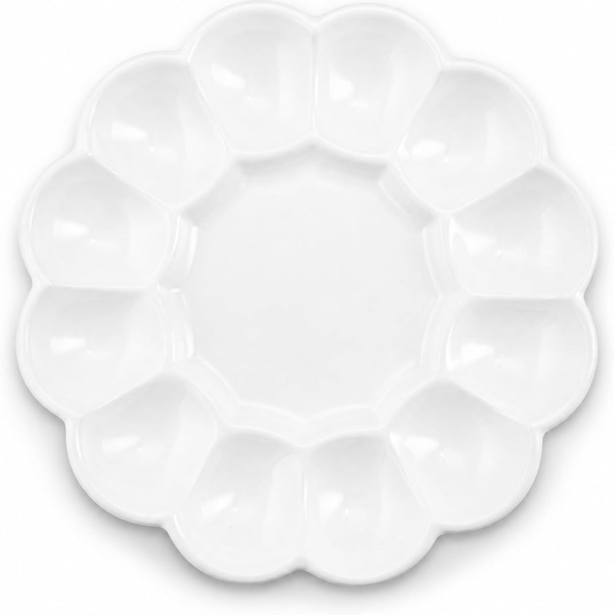 Kook Ceramic Deviled Egg Tray, Holds 12 Eggs, Dishwasher Safe, 10 in, White