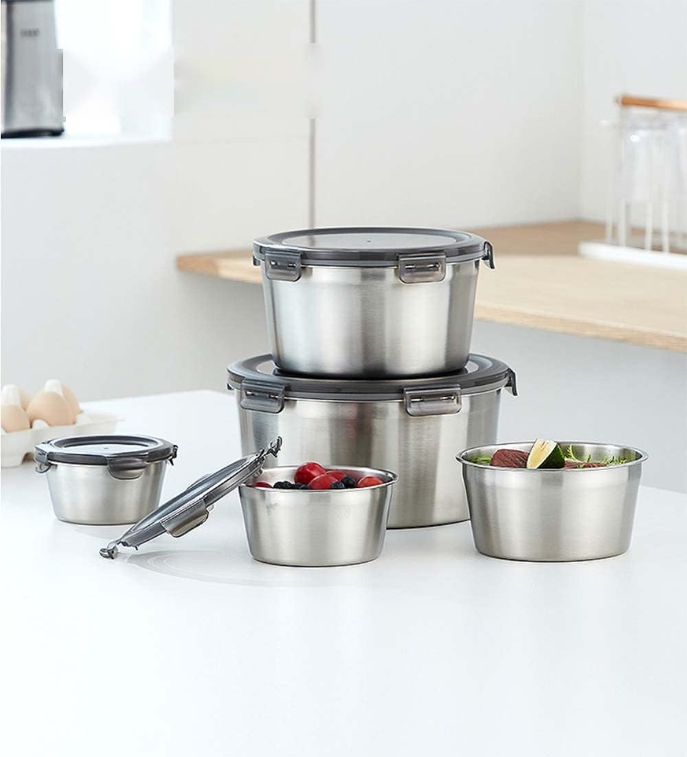Stainless Steel Food Containers with Lids, Set of 5 Meal Prep Container Reusable Metal Food Storage Bento Lunch Box for Kitchen Picnic, BPA Free,67oz,118oz)