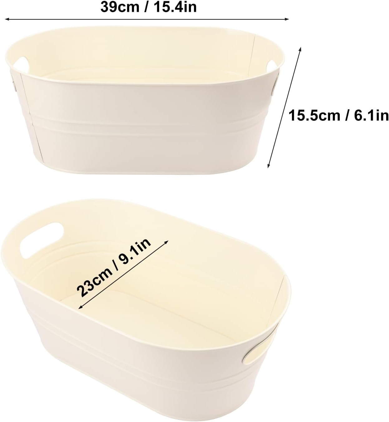 3 PCS 15.3 x 9 x 6 inches Black Metal Galvanized Tub with Handles, 3 Gallon Galvanized Beverage Tubs for Parties, Large Metal Drink Ice Buckets for Beer, Wine, Cocktails & Outdoor Events