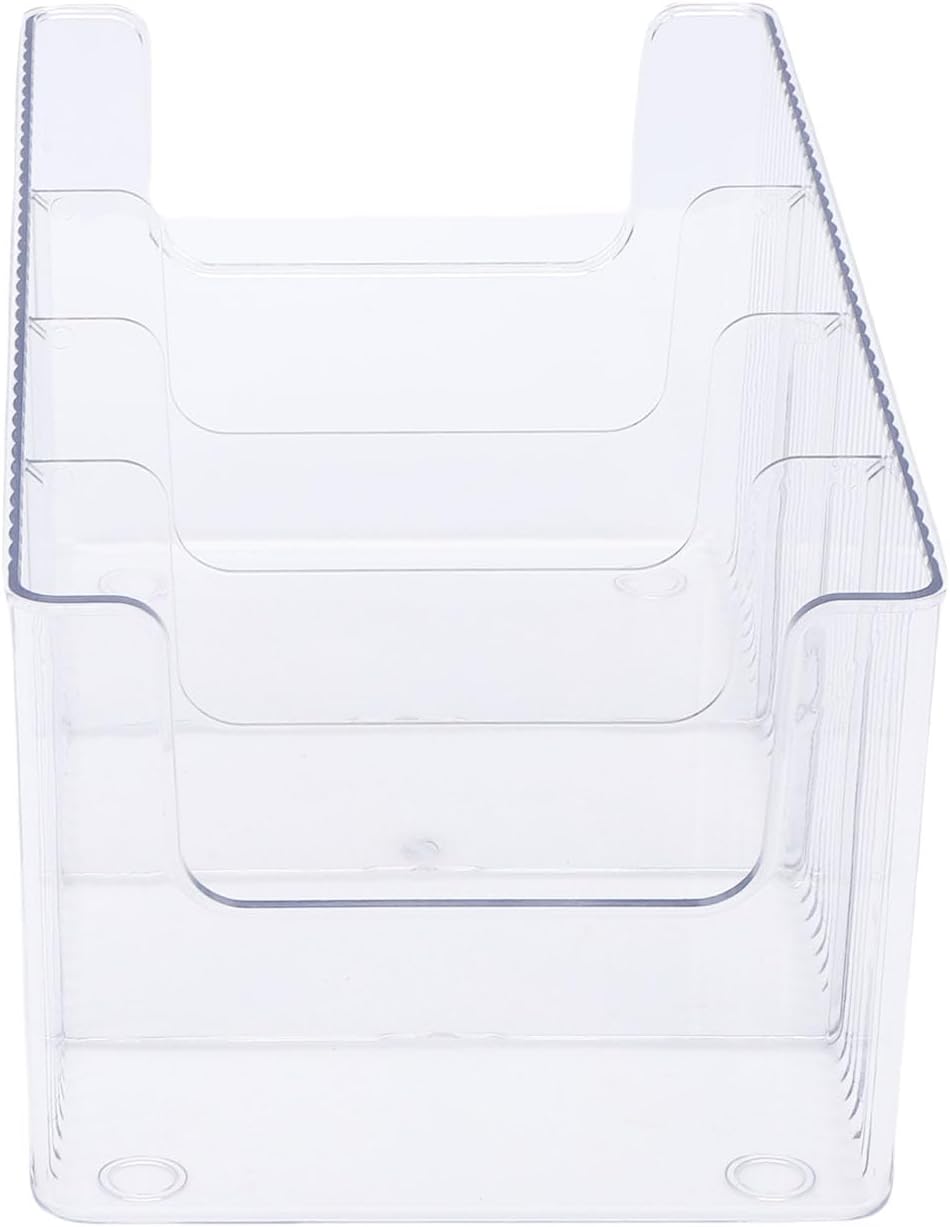 TARSHYRY Clear Plastic Food Storage Organizer Bins with 3 Removable Dividers for Pantry Kitchen Fridge Cabinet Organization and Storage Packet Tea Bag Coffee Sweetener Holder (Regular Version)