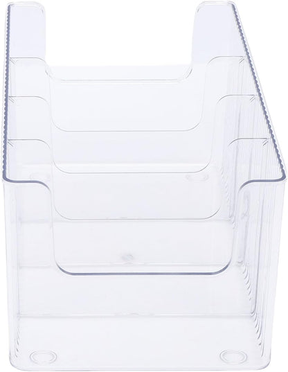 TARSHYRY Clear Plastic Food Storage Organizer Bins with 3 Removable Dividers for Pantry Kitchen Fridge Cabinet Organization and Storage Packet Tea Bag Coffee Sweetener Holder (Regular Version)
