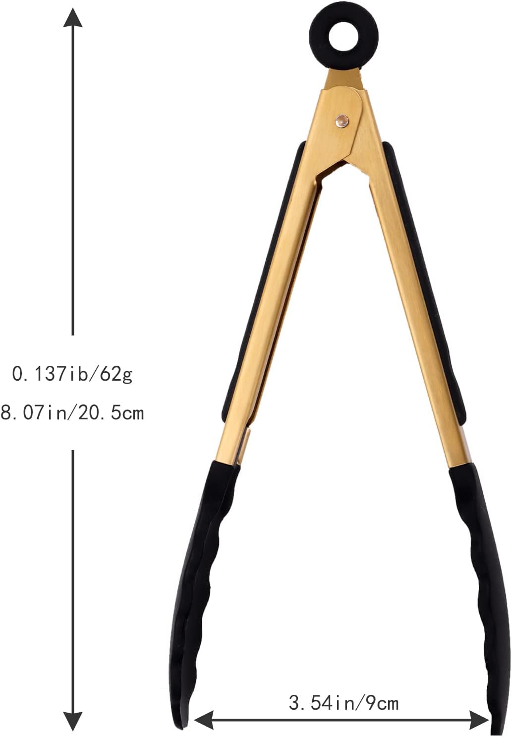 2-Piece Kitchen Spatula Tongs Food Serving Tongs 9" and 12" Cooking with BPA Free Silicone Tips, Toaster Steak Pie Pizza Pasta Spaghetti Noodles Salad Grill BBQ Buffet Clamp Serving Tools(Gold)