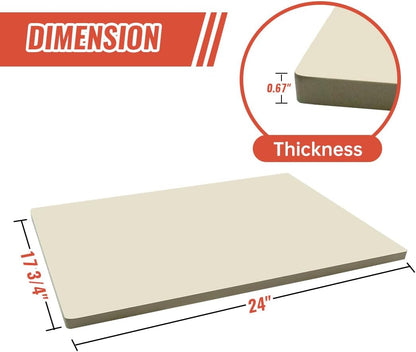 Extra Large 24 x 17 3/4 Inch Rectangular Pizza Stone for Oven and Grill