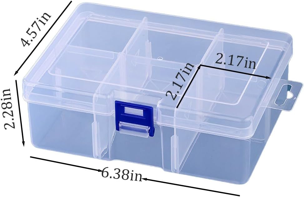 3pcs Clear Storage Small Parts Organizer Box Storage Bin With Dividers Multi Compartment for Beads Art DIY Tackle Box Organizer (10 - compartment in length)