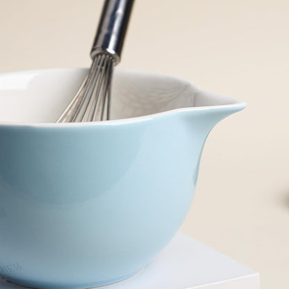 Gaolinci Simple Solid Color Kitchen Ceramic Mixing Bowl, 1 Quart Large Bowl, with Pouring Spout and Handle