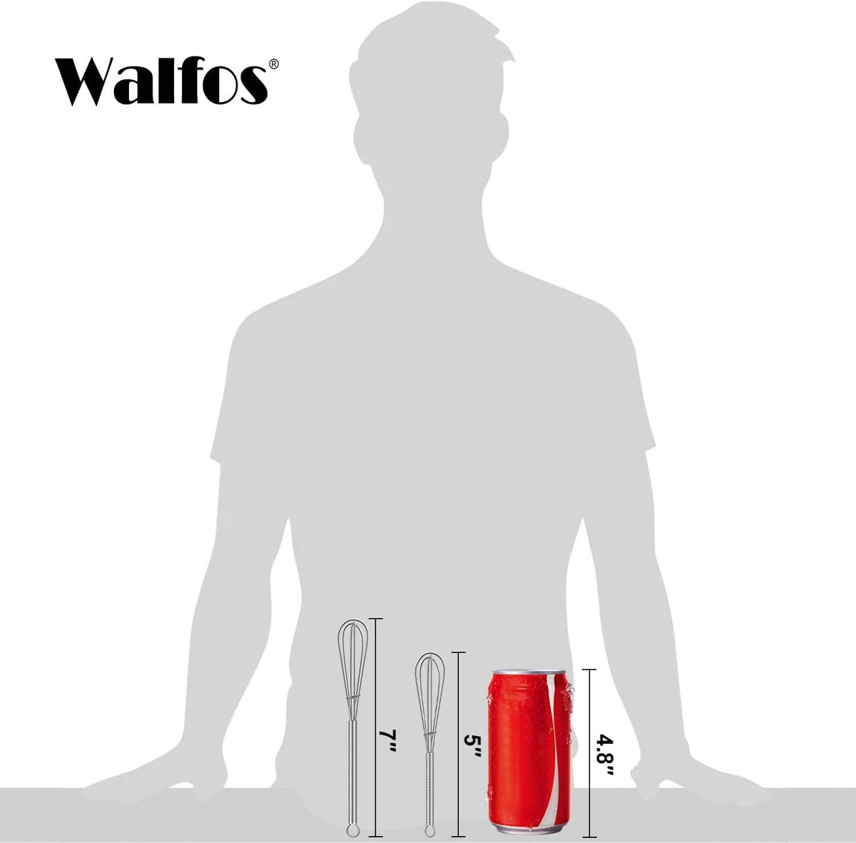 Walfos Silicone Whisk,Stainless Steel Wire Whisk -Heat Resistant 480°F Kitchen Whisks for Non-stick Cookware,Balloon Egg Beater Perfect for Blending,Whisking,Beating,Frothing & Stirring,Black
