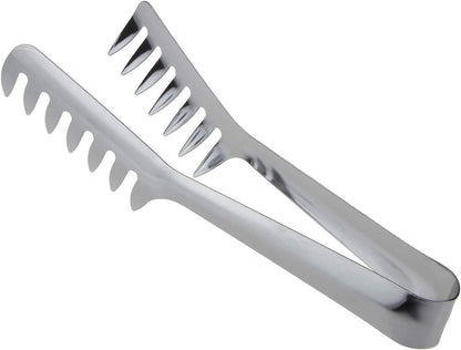 HornTide Stainless Steel Pasta Tongs, Pack of 2 Piece, Teethed Ends Design for Spaghetti Noodle Pastry, Kitchen Serving Tong Set 8-inch 20cm