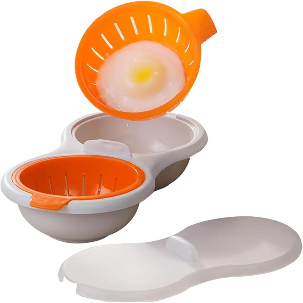 Microwave Egg Poacher,2 Cavity Eggs Poacher, Microwave egg cooker with Lid