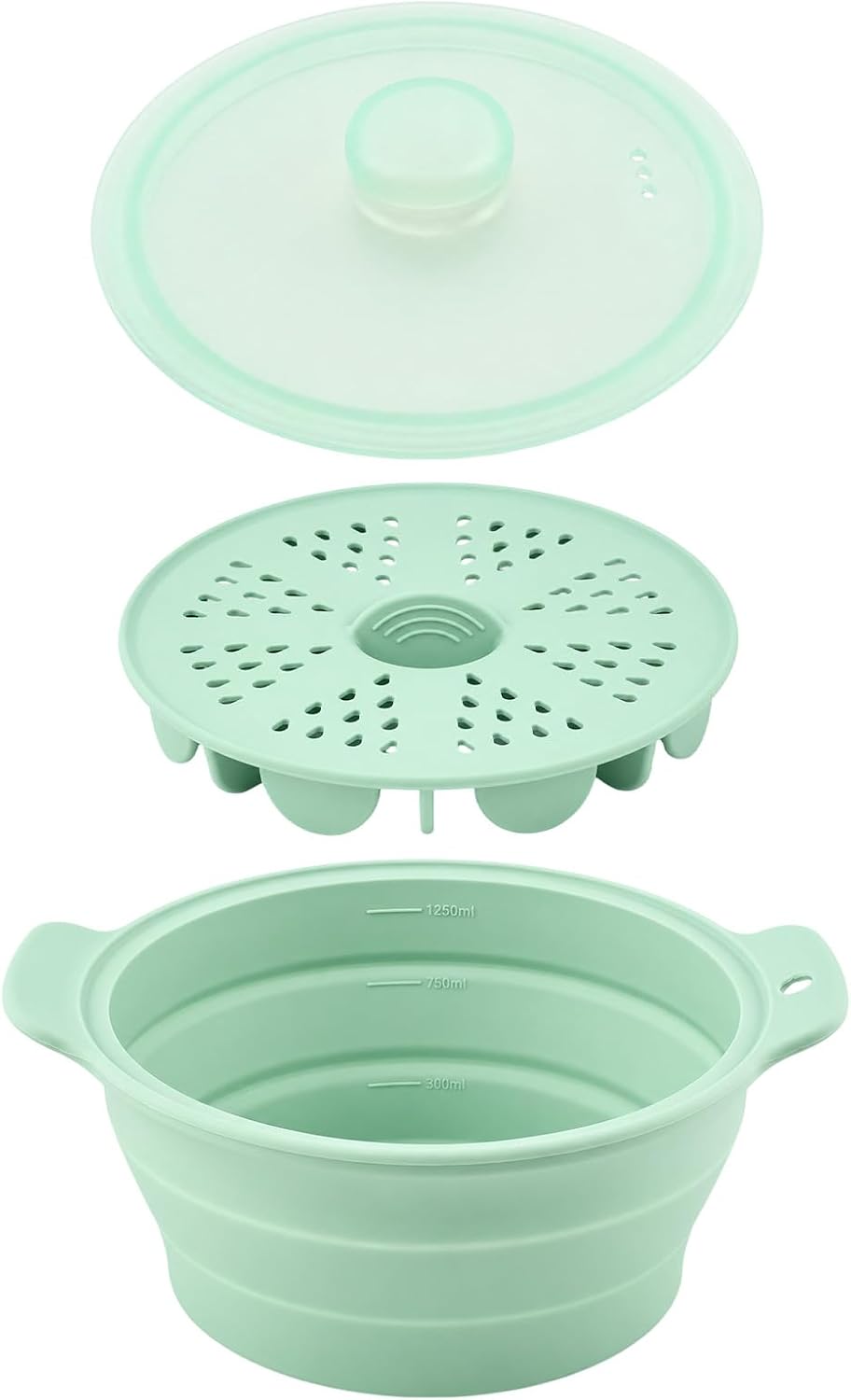 Collapsible Silicone Microwave Steamer with Removable Rack
