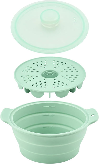 Collapsible Silicone Microwave Steamer with Removable Rack