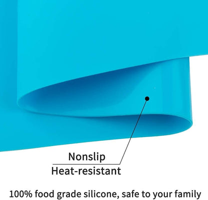 Extra Large Dark Green Countertop Mat - Silicone Table Kitchen Desk Mat - Non-Slip & Heat Resistant - Dinner Placemat Pastry Dough Rolling Mat - Colors A