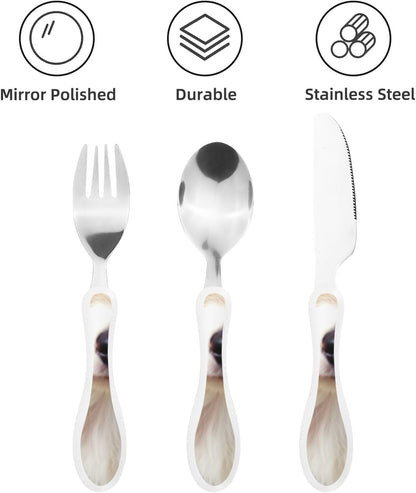 3-Piece Kids Silverware Set With Storage Case, Stainless Steel Reusable Children Safe Knife Spoon Fork Set Parrots On Branches Children Flatware Set For Kids Lunch Box