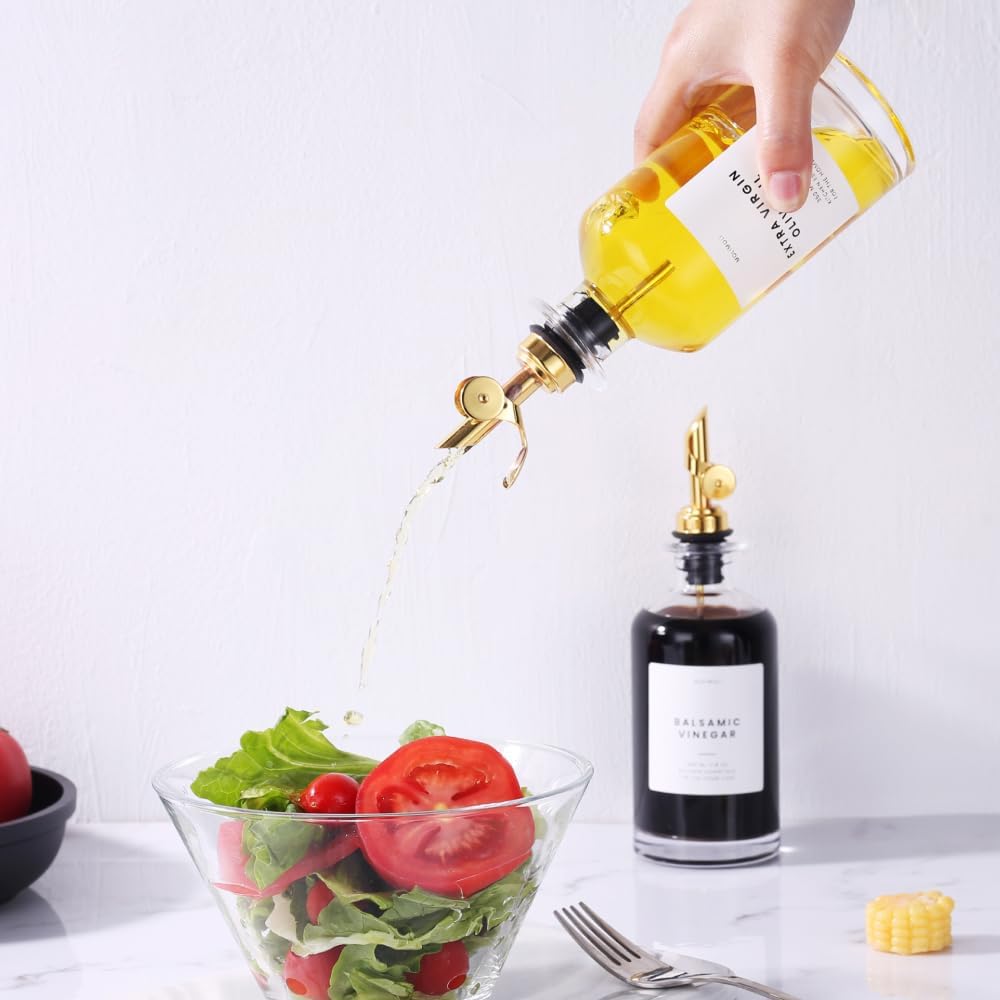 Molimoli - Premium Olive Oil Dispenser Bottles for Kitchen with Pourer - Oil and Vinegar Dispenser Set, Glass Dispenser for Kitchen, Dispenser Bottle of 350ml