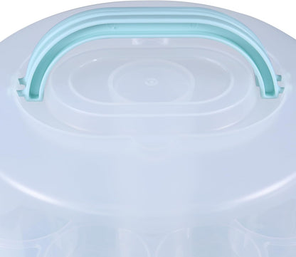 3-Tier Party Cupcake Carrier, Cupcake Holder with Lid and Handle for Transport Storage 24 Cupcakes (White)