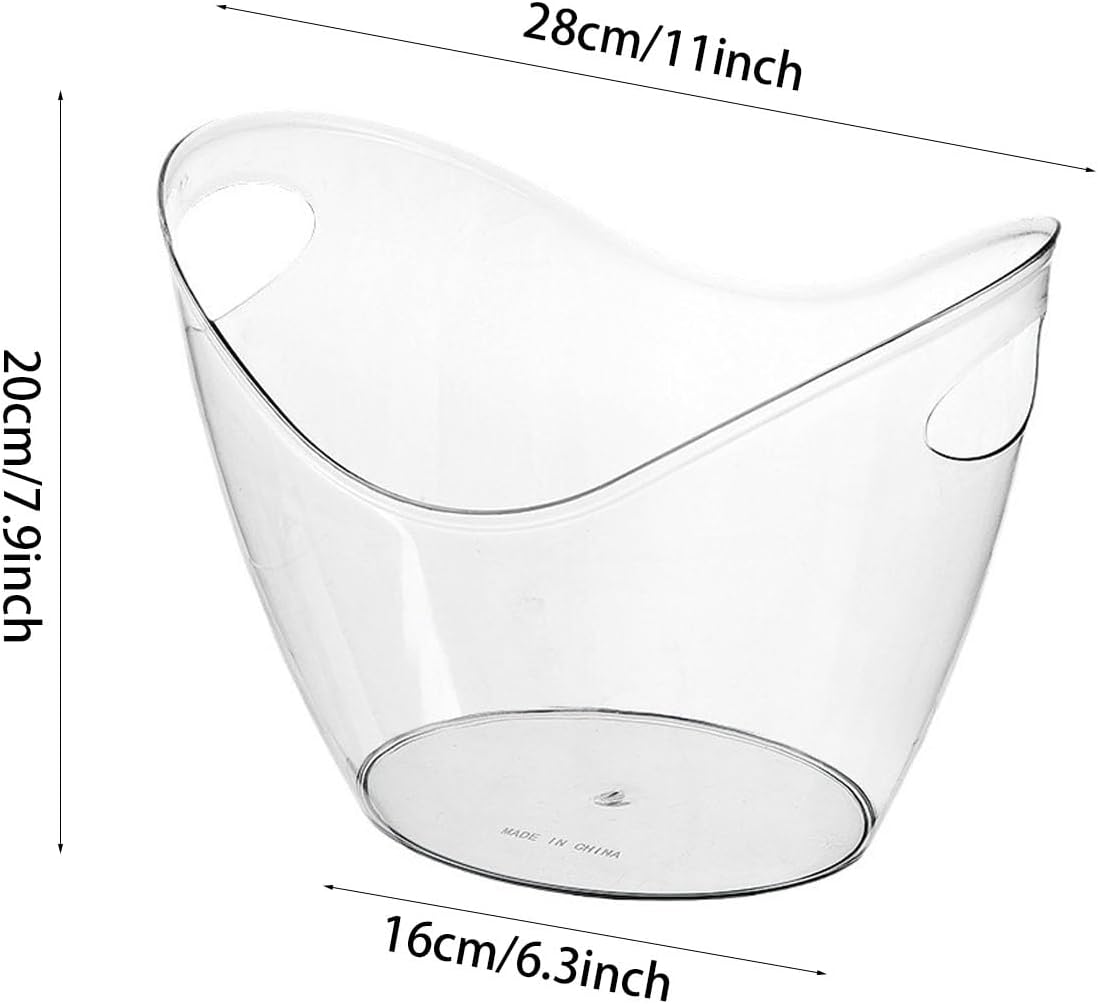 2 Pcs Ice Bucket 4 Liter Champagne Wine Bucket Clear Acrylic Beverage Tub Party Drinks Ice Tub for Wine, Champagne or Beer Bottles Bar Supplies