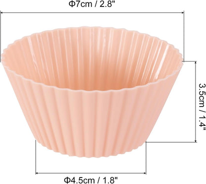 uxcell 18Pcs Silicone Cupcake Liners, Non-Stick Baking Cups, for Cooking Eggs, Baking Muffins and Make a Cake(Pink)