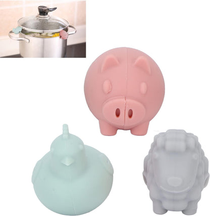 3PCS Spill Proof Lid Lifter, Silicone Cute Anti Overflow Pot Watcher
