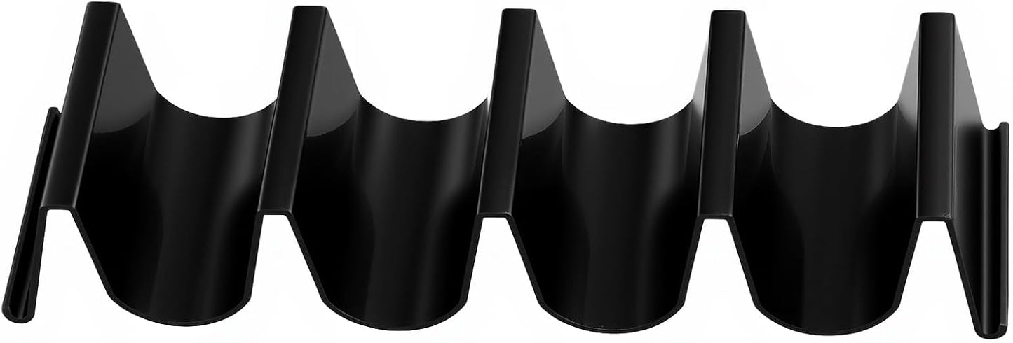 JAPCHET 24 PCS Taco Holder Stands, Black Large Taco Rack Tray Plates Plastic for Tacos Tuesday Night Party Supplies, Each Holds Up to 4 Tacos