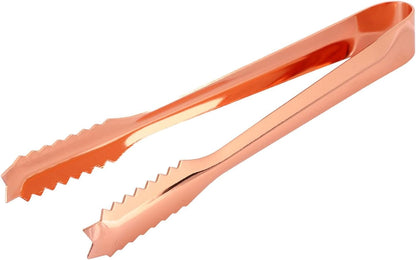 Ice Tongs, Stainless Steel Food Tongs with Serrated Tip Ice Tongs For Ice Bucket Mini Tongs For Home Party Bar Restaurant Use (Copper Plated)