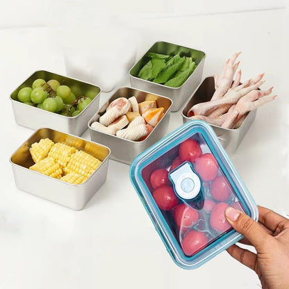 6pcs Stainless Steel Stacking Food Containers with Lids, Reusable Snack & Prep Containers for Office, sp-00018