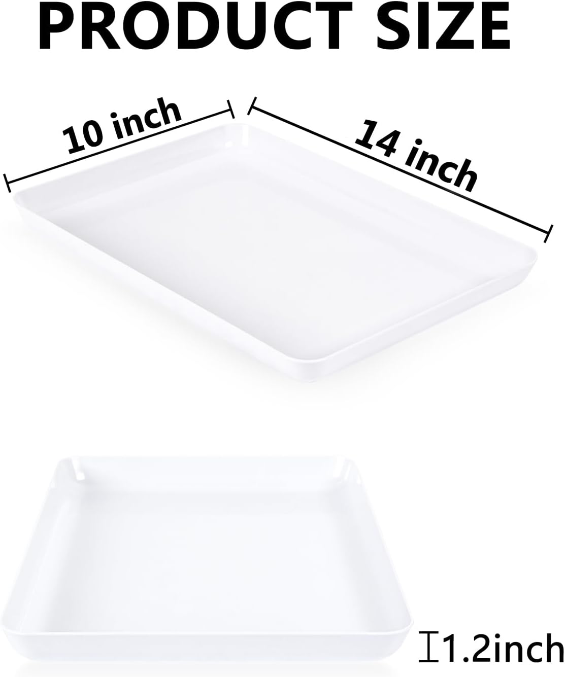 YOUBET 6 PCS Plastic Serving Trays - White Trays for Serving Food - Super Strong Disposable Platters, Heavy Duty Plastic Trays for BBQ, Picnic, Party, Wedding