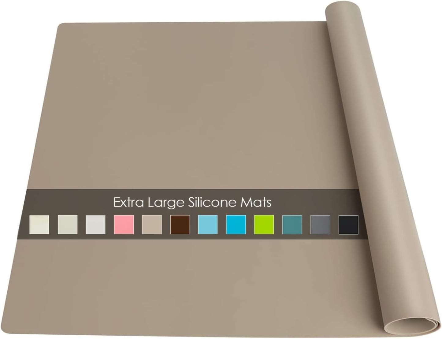 Extra Large Dark Green Countertop Mat - Silicone Table Kitchen Desk Mat - Non-Slip & Heat Resistant - Dinner Placemat Pastry Dough Rolling Mat - Colors A