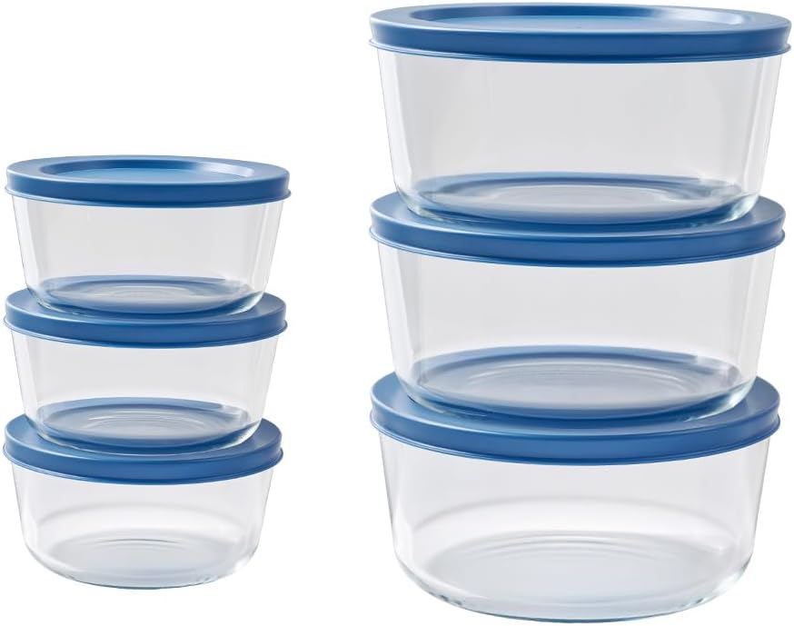 6-Piece Glass Food Storage Containers Set (3 Containers + 3 BPA-Free Lids) | 2-Cup, Leakproof | Microwave, Freezer, Oven & Dishwasher Safe | Ideal for Meal Prep & Pantry Organization, Pistachio