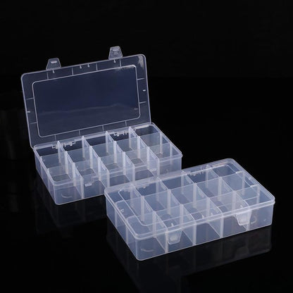 2 Pcs 8 Grids Clear Organizer Box Plastic Storage Container with Adjustable Dividers for Electronics Jewelry Beads Art DIY Crafts Fishing Small Parts