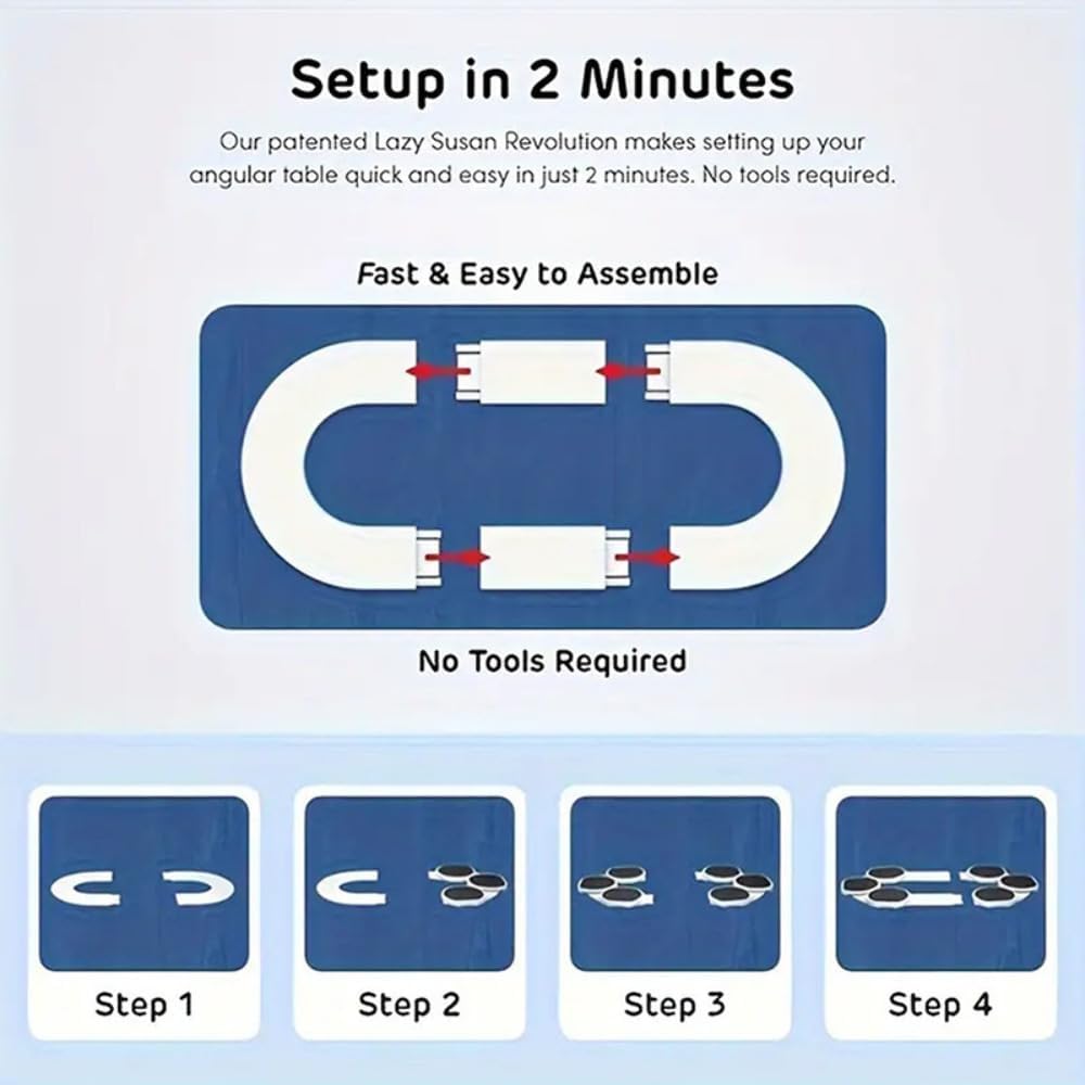 LEBHAR Portable Table Meal Rotating Tray (4 Plates)