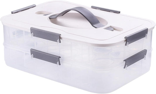 Deviled Egg Carrier 2-Layer Plastic Clear Deviled Egg Tray with Lid & Handle & Buckle Thickened 36 Holder for Fridge, Travel, Party