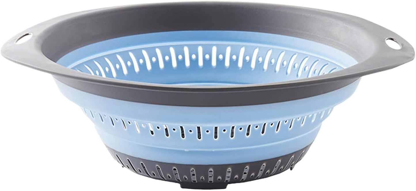 Collapsible Kitchen Colander and Strainer Set - Round Folding Food Strainer, Space-Saving Silicone Colander for Pasta, Vegetables & Fruits, Dishwasher-Safe Colander, Easy Storage Colander for Kitchen