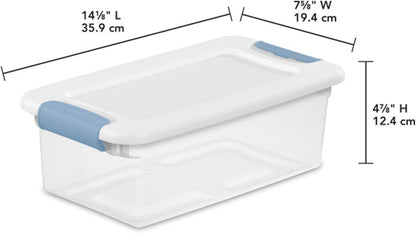 Sterilite 6-Pack Latching Box, Under Bed Storage Bins with Lids, Clear Plastic, 25 Quart - Heavy-Duty Organizing Containers for Closet, Bathroom, and Office
