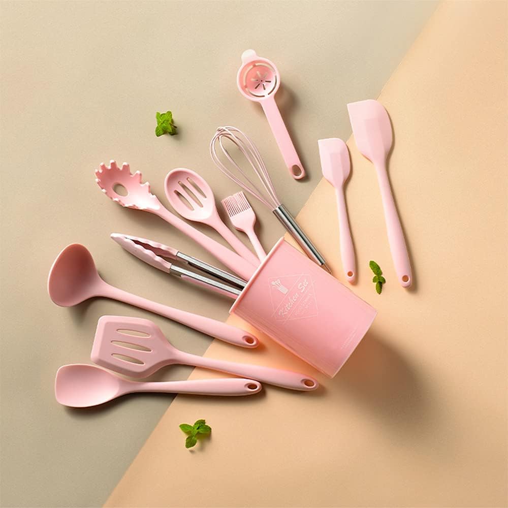 Kitchen Utensils Set-12 Pieces Silicone Cooking Utensils Set (Dishwasher Safe) 392°F Heat Resistant Spatula Set,Kitchen Utensil Set for Nonstick Cookware,Best Kitchen Tools with Holder