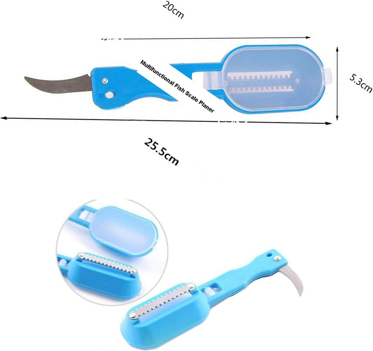Fish Scaler with Knife, Scales Scraper with Lid Cover, 2 in 1