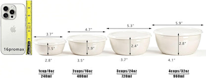 4-Piece Classic Plastic Prep Bowls with Lids, Nesting Plastic Small Mixing Bowl Set for Mixing, Baking, Prepping, Cooking and Serving Food, Microwave and Dishwasher Safe (Yellow)