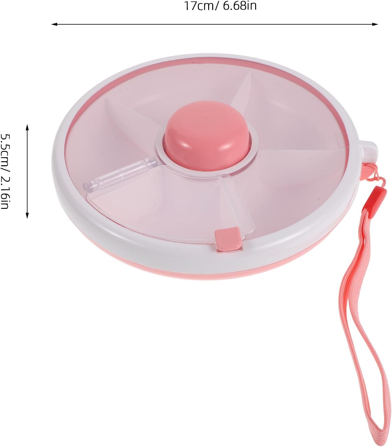 Kids Snack Box with Dividers, Portable Food Grade Fruit Container with Lid, Rotating Snack Tray for Family Gatherings, Holiday Parties, Toddler Use Pink