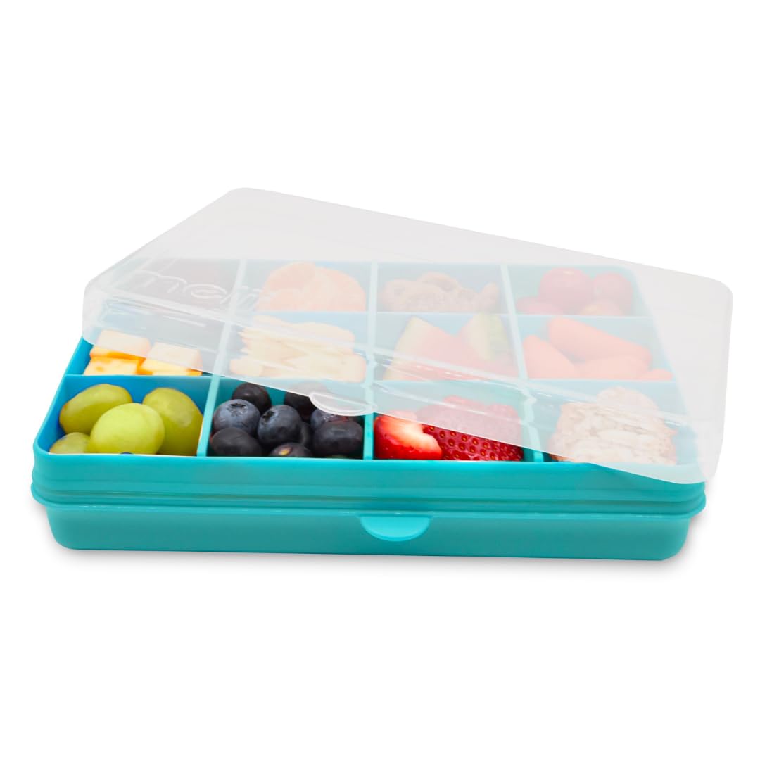 melii Snackle Box |12-Compartment Snack Container with Removable Dividers, BPA-Free Food Storage for Travel, School & On-the-Go Snacks, Kids & Family Organizer (Grey)