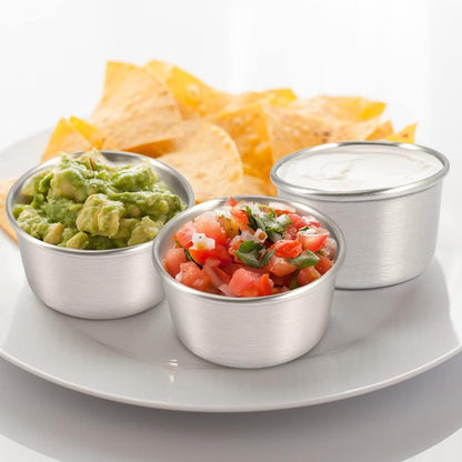 Ramekin Sauce Dipping Bowl Mini Sauce Cups Pudding Condiment Cups for Home Party Stainless Steel (Sliver 12 Pack 50ml)