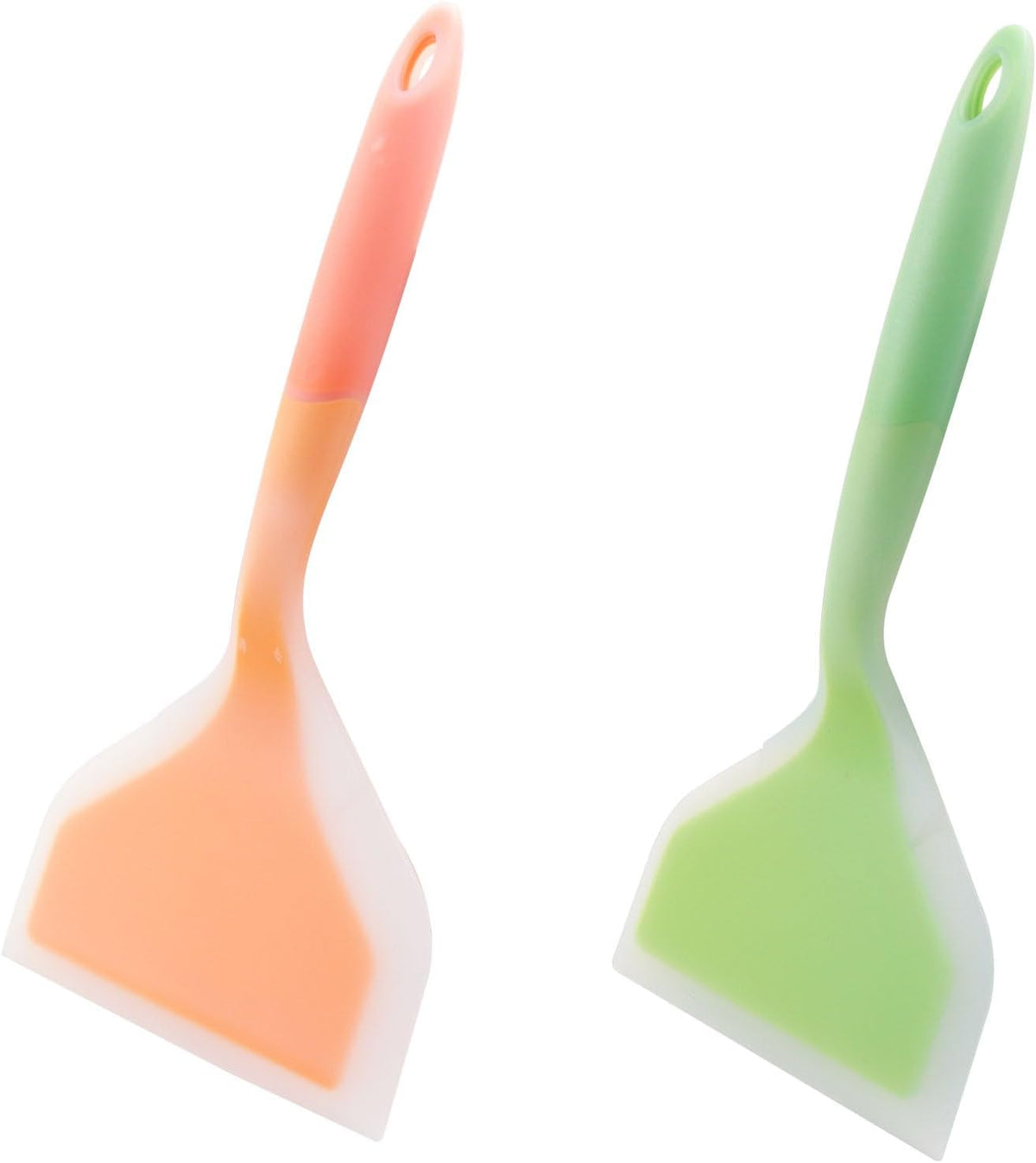 Hitefu 2 Pcs Silicone Spatula Turner, Green & Pink