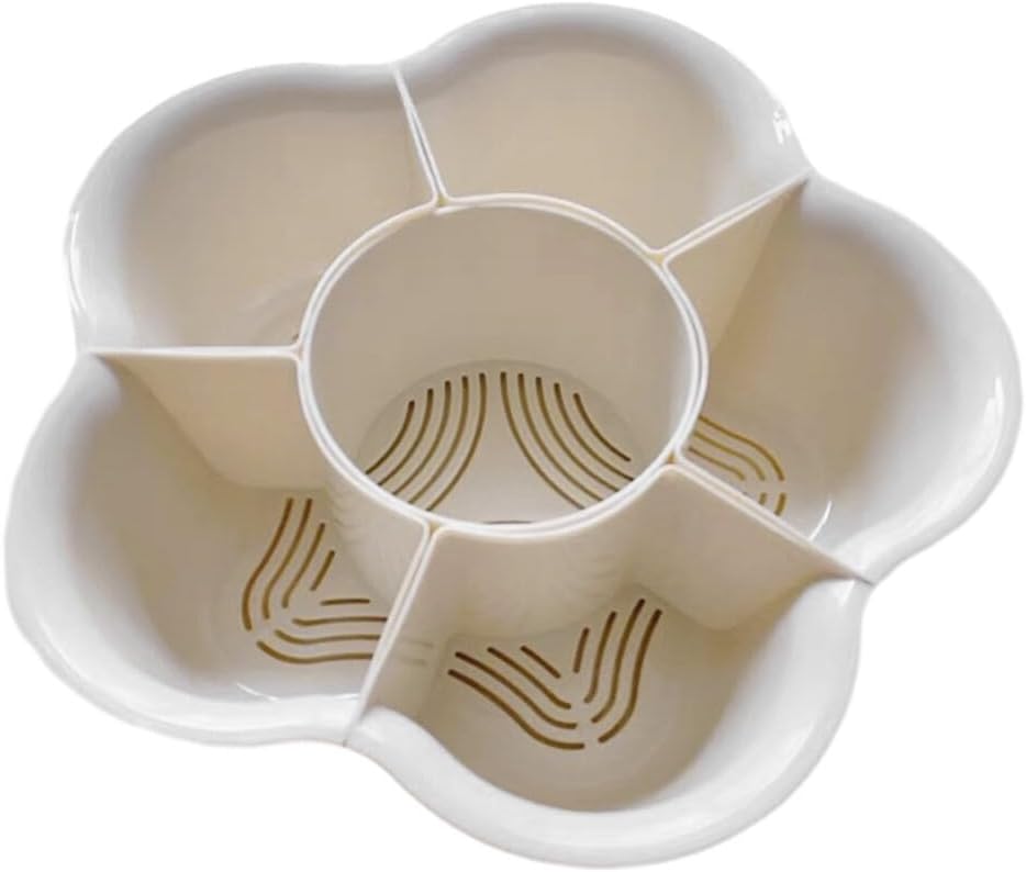 Kichvoe Rotation Vegetable Platter - Drainage System Divided Serving Tray - for Hot Pot Reusable for Family Gatherings and Dinner Parties Compartment Dairy 13.77X7.48X5.11In